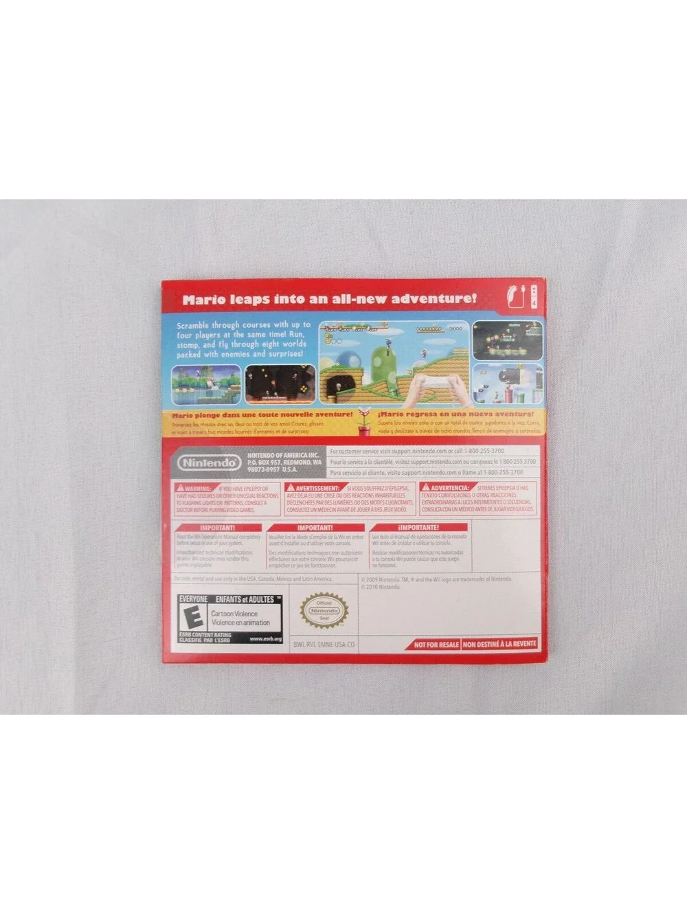 New Super Mario Bros Wii Nintendo Wii Not For Resale Cardboard Sleeve NFR